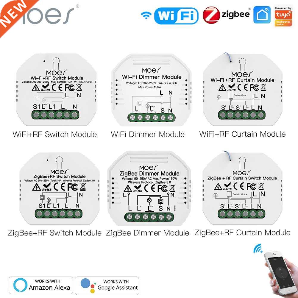 Moes Smart ZigBee WiFi Switch Module Dimmer Curtain Switch S