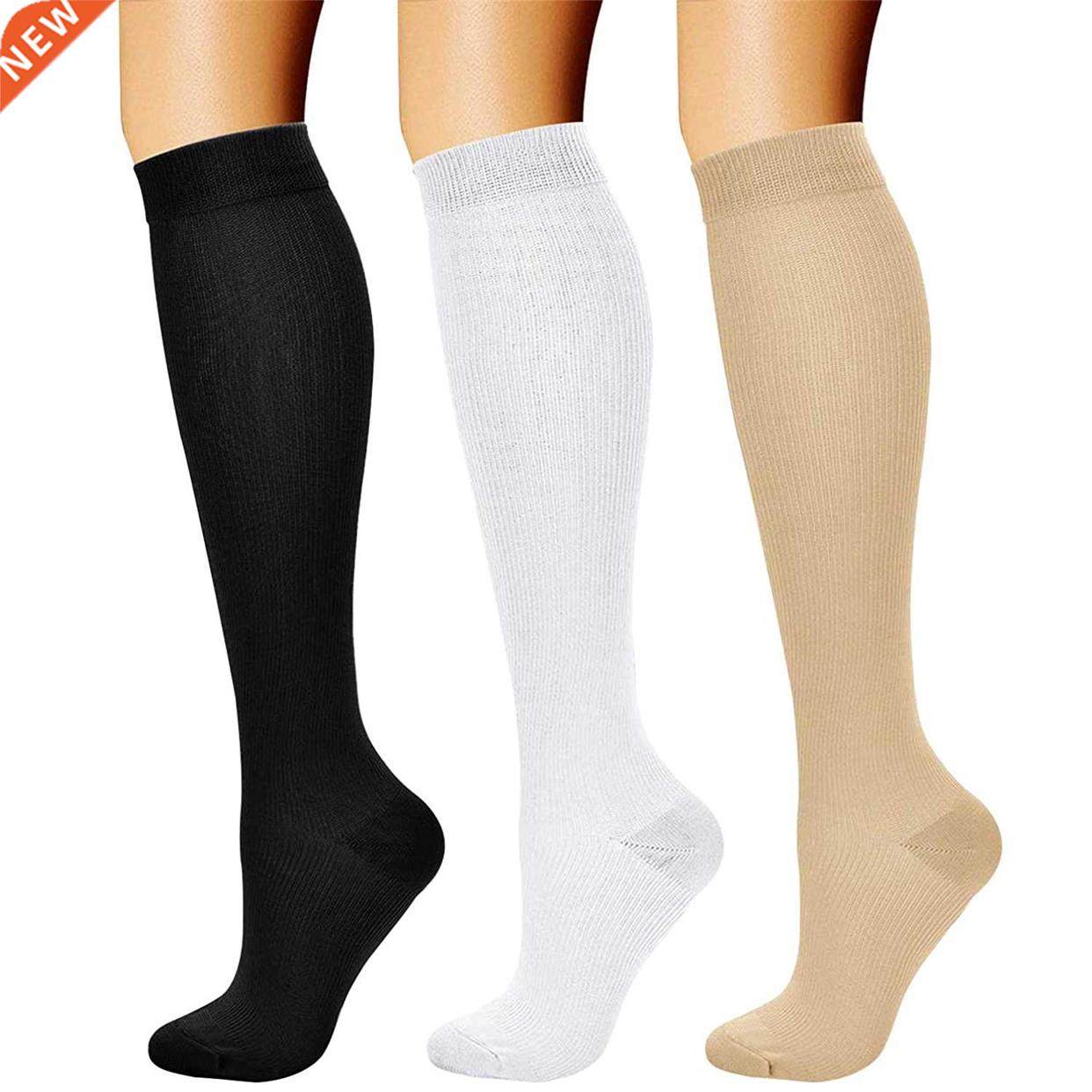 Brothock 3 Pairs Open Toe Compression Socks Women Knee High
