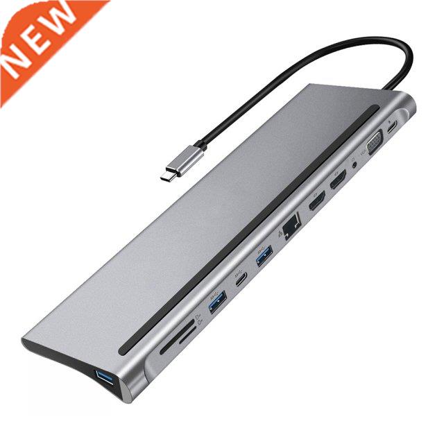 4K 12Port Type-C Adapter HUB USB .1 to Dual HDMI-compatible