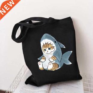 Bag Shopping Bolsa Compra Jute Cat Plegable Shark