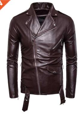 PU jacket men's autumn zipper white artificial leather jacke