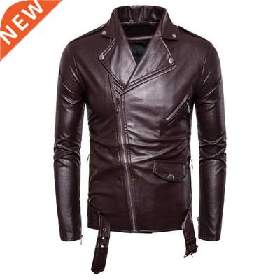 PU jacket men's autumn zipper white artificial leather jacke