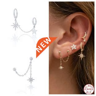 Aide 925 Sterling Silver Two Circle Hoop Earrings For Women