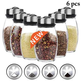 Cover Glass Bottle Sugar Salt Rotating Jar Spice 3pcs 6pcs