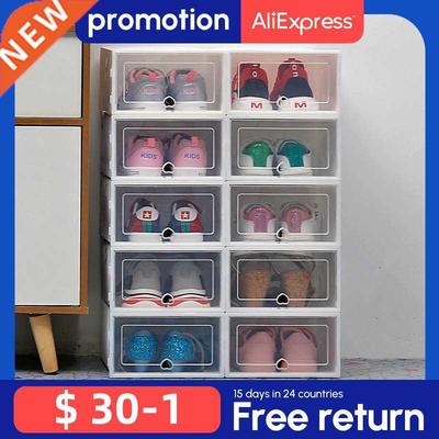 6Packs Transparent Shoe Box Shoes Organizers Plastic Thicken
