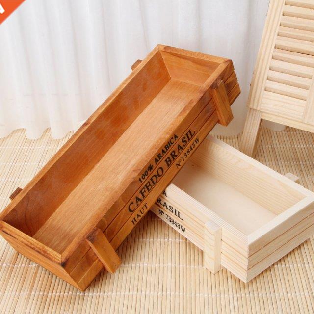 Vintage Wood Garden Flower Planter Succulent Pot Rectangle T