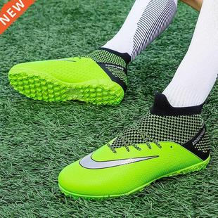 High Top Flat Football Shoes Men Indoor Turf Football Kid Tr
