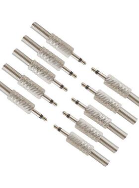 10Pcs Metal 3.5 mm Audio Mono Plug Connector with Spring Tai