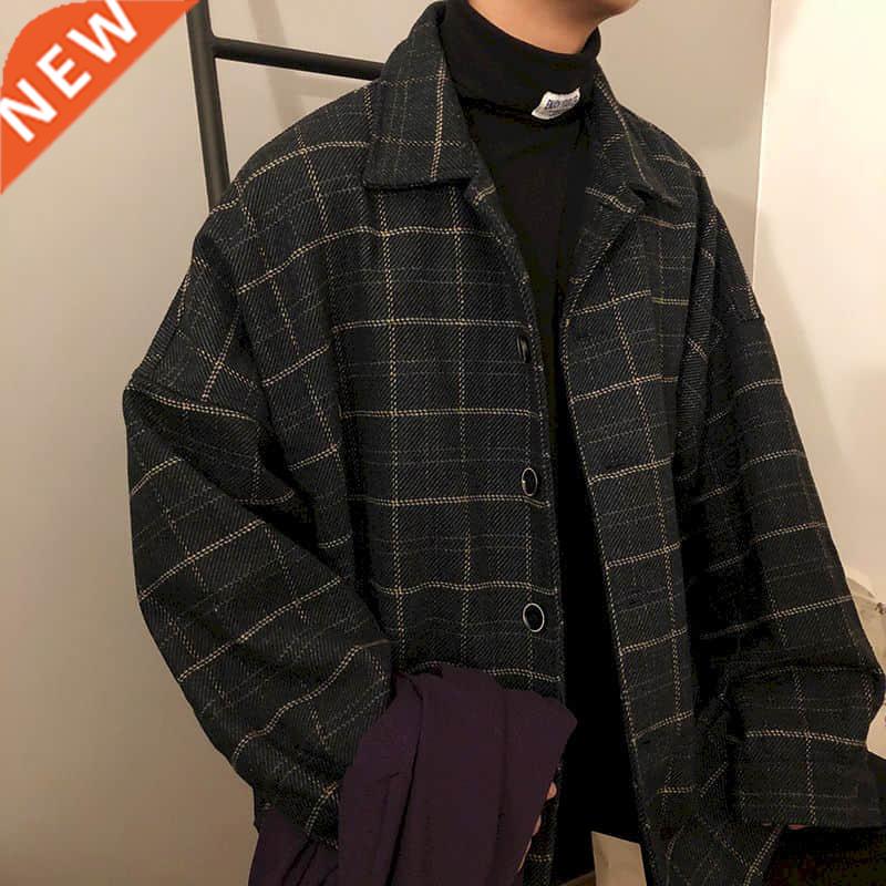 High set plaid jacket men's autumn and winter thickening Kor