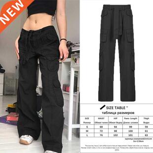 Casual Cargo Pants Low Waist Vintage Grey Loose Sreetwear Ba