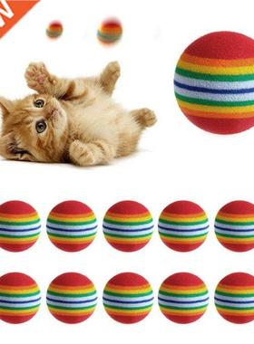 10Pcs Colorful Cat Toy Ball Interactive Cat Toys Play Chewin