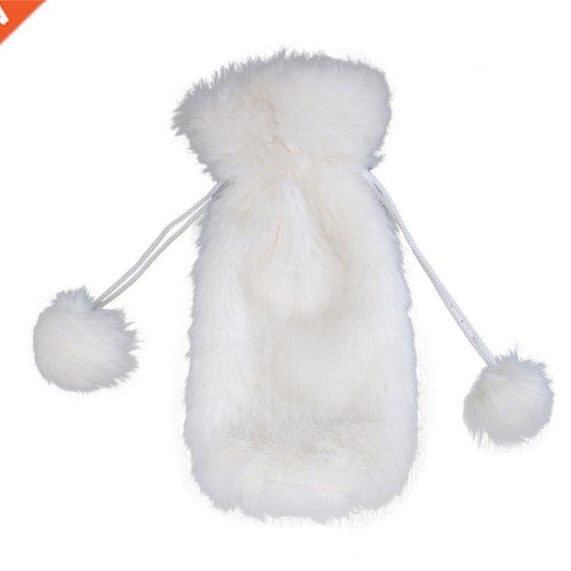 White Plush Christmas Wine Bottle Cover Xmas Decor Wine Bott