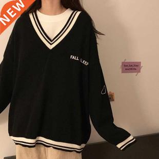 Letter Chic Dai Woen Over neck Ulzzang Sweaters Vintage