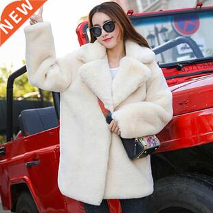 Winter Women High Quality Faux Rabbit Fur Coat Luxury Fur Co