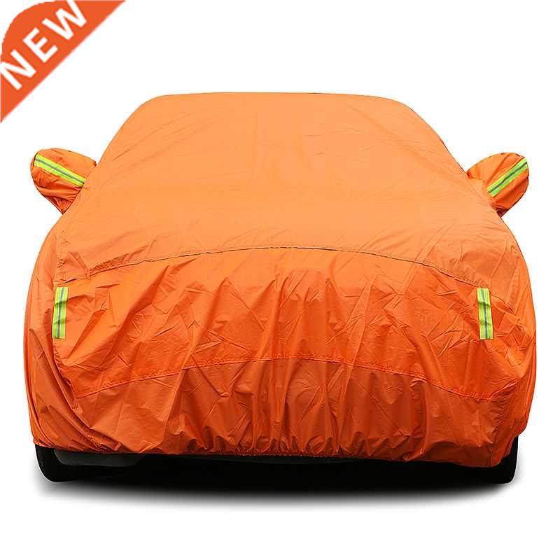 Universal Orange Car Cover Outdoor Sun Dust UV Protection Fu