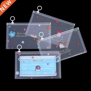 Mask Cover Holder 4Pcs Face Facemask Cartoon Portable Bag