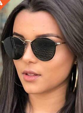 Luxury Round Sunglasses Women Brand Designer CatEye Retro Ri