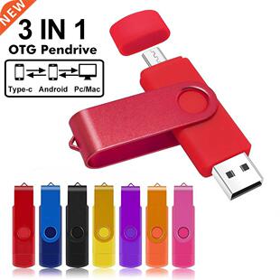Black 3 IN 1 Pendrive 64GB Metal OTG TYPE-C Pen Drive 32GB C