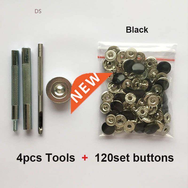 120set Metal Snap Buttons 5colors Available + 4 Tools Metal