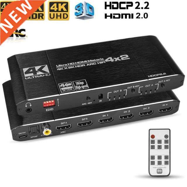 HDMI Matrix 4K 60Hz with audio 4 in 2 out HDR HDMI 2.0 Matri