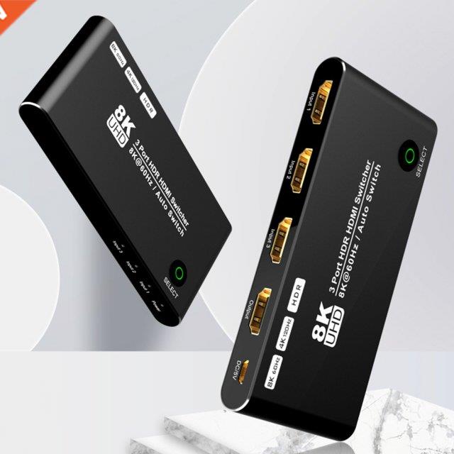 8K HDMI-compatible 3 in 1 Out Switcher Selector Box HD 2.1 S