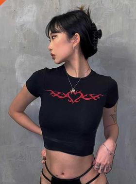 90s Vintage Grunge Graphic Streetwear T-Shirt Women Y2K Summ