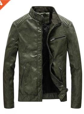 New Spring Men's Leather Jackets Stand Collar Motorcycle Pu