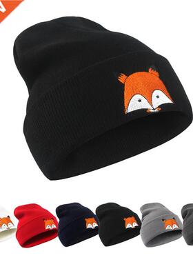 Winter Hat Embroidery Fox Animals Winter Hat For Men And Wom