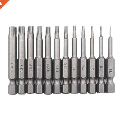 12 Pcs 50mm 1/4 Inch Hex Shank T5-T40 Torx Head Electric Scr