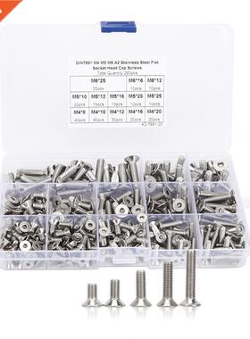 260Pcs Flat Screw Set M4/M5/M6 Hex Socket Stainless Steel 30