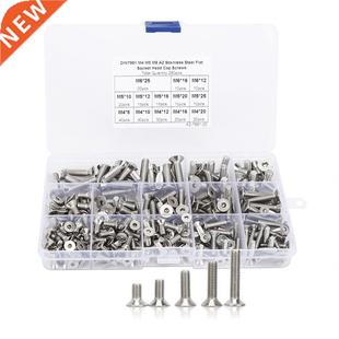260Pcs Flat Screw Set M4/M5/M6 Hex Socket Stainless Steel 30