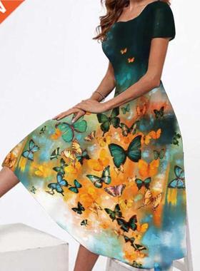 fat Womens women Sundress Plus Size Dress lady 3XL Maxi