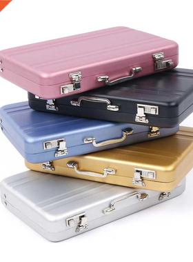 Mini Suitcase Bank Card Holder Aluminum Box Case Metal Busin