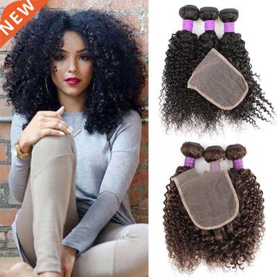 3 Bundles with Lace Closure Free/Middle Part 200g/set Jerry