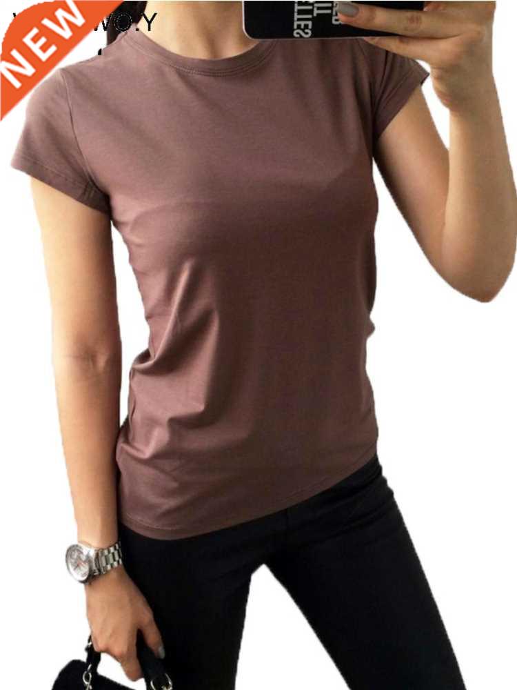 High Quality 11 Color S-3XL Plain T Shirt Women Cotton Elast