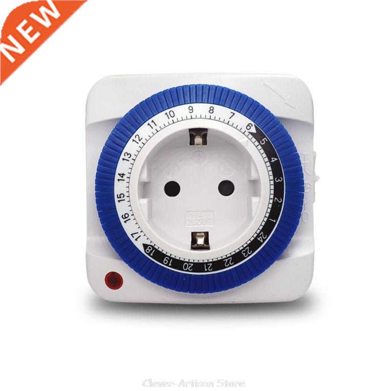 EU 24 Hours Timer Switch Socket 230V 16A Plug In 15min to 24