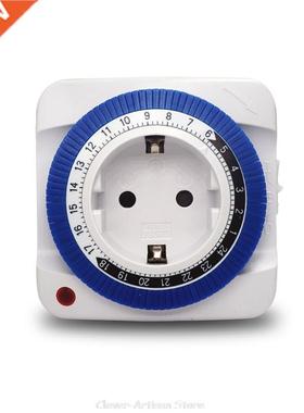 EU 24 Hours Timer Switch Socket 230V 16A Plug In 15min to 24