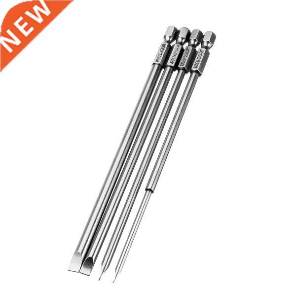 4Pcs 1/4 Inch 150mm Flat Head Slotted Tip Screwdrivers Bits