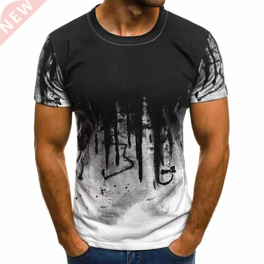 Factory direct fashion summer men's t-shirt hand-painted ink