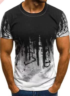 Factory direct fashion summer men's t-shirt hand-painted ink