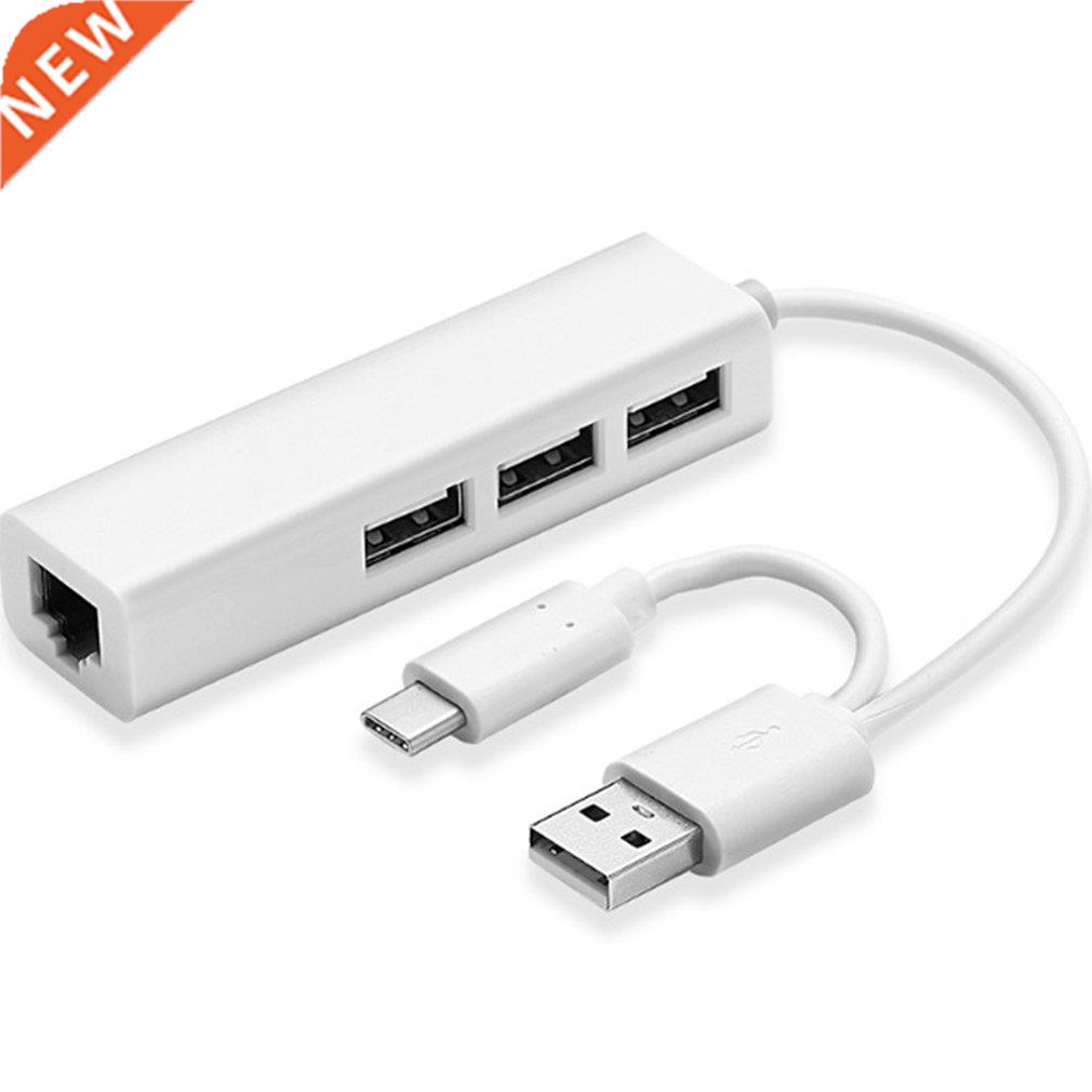 USB Ethernet with 3 Port HUB USB 2.0+Type-C RJ45 Lan Network
