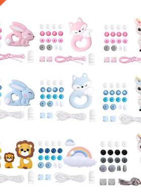 Silicone Beads Set Wooden Rodent Food Grade BPA Free Fox Rab