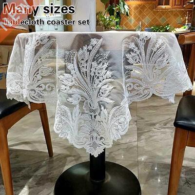 European-style Precision Embroidered Lace Fabric Tablecloth
