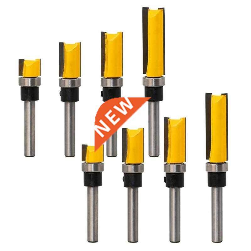8Pcs Flush Trim Router Bits Top Bearing Router Bit 1/4 Inch