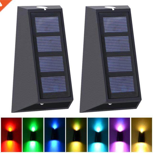 2/1Pcs LED Solar Lamp Path Stair Outdoor RGBW Waterproof Wal