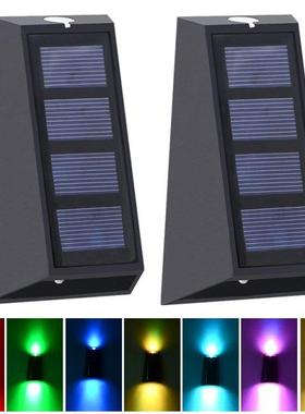 2/1Pcs LED Solar Lamp Path Stair Outdoor RGBW Waterproof Wal