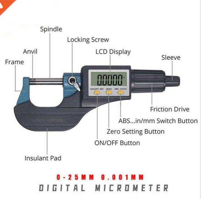 0-25mm Outsde Mcrometer 0.001mm 3 Button Electronc Dgta