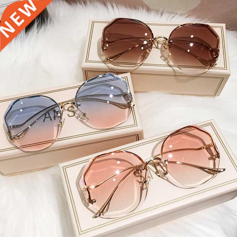 2022 Luxury Round Gradient Sunglasses Woen etal Curved Te