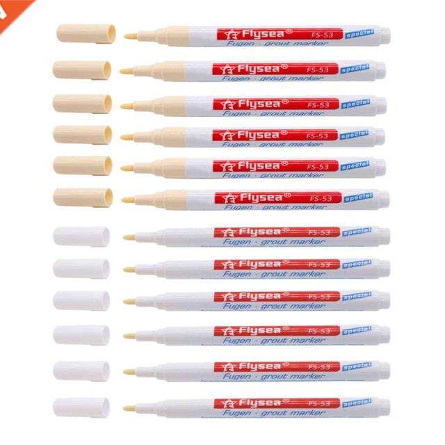 Flysea 12Pcs Grout Pen Based Tile Marker Repair Pens Profess