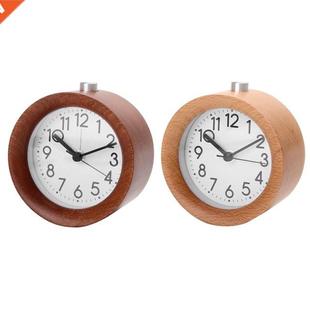Wooden Clock Snooze Bedside Kids Alarm Clock Circular Needle